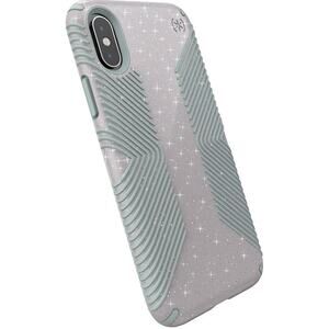 NEW Speck Presido Grip + Glitter Hard Cell Phone Case Gray/Baby Blue iPhone Xs/X